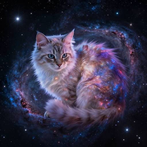 Celestial Feline in Cosmic Space