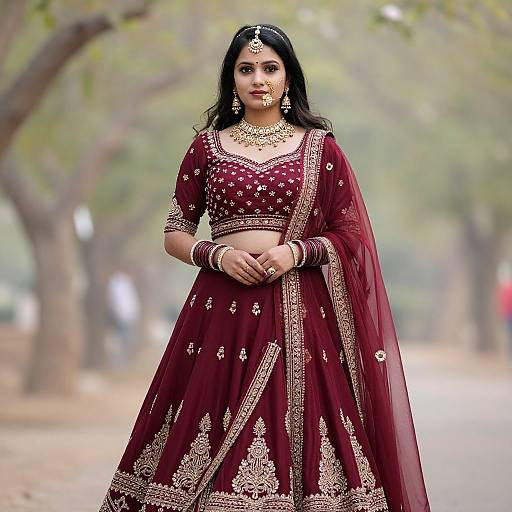 Wine Color Bridal Lehenga Portrait