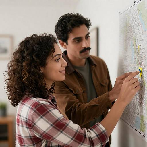 Couple Studying Map With Pin
