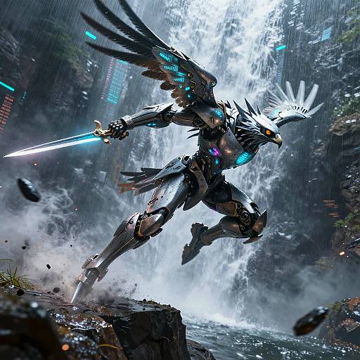 Cybernetic Falconer in Epic Sci-Fi Strike