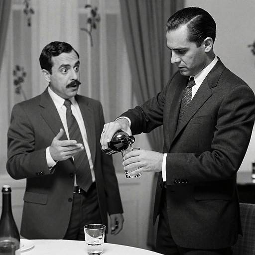 Two Men in Suits Pouring Drink