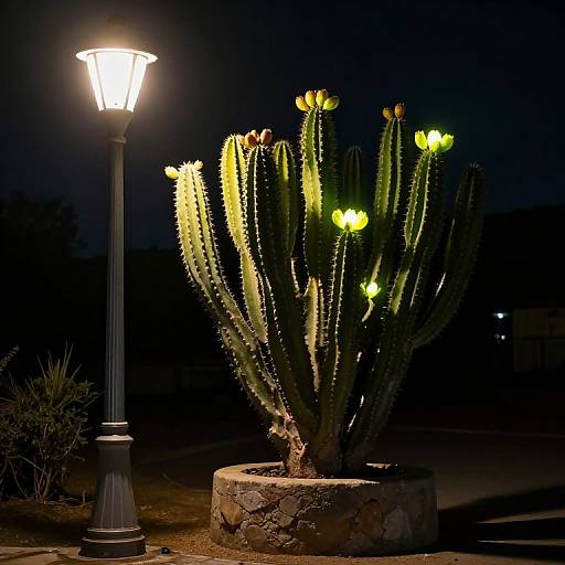 Glowing Cactus with Luminescent Fruit