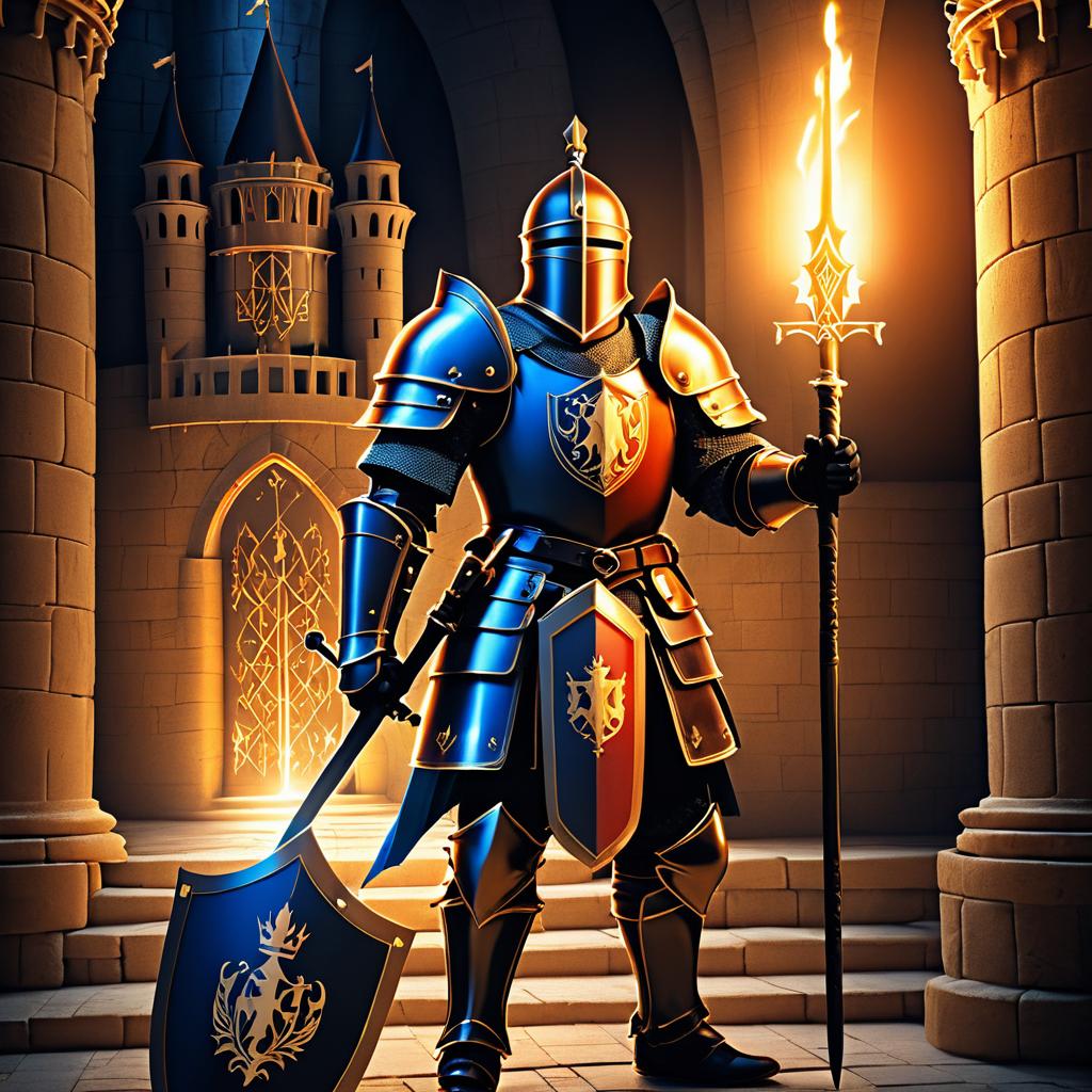 Valiant Knight in Majestic Castle