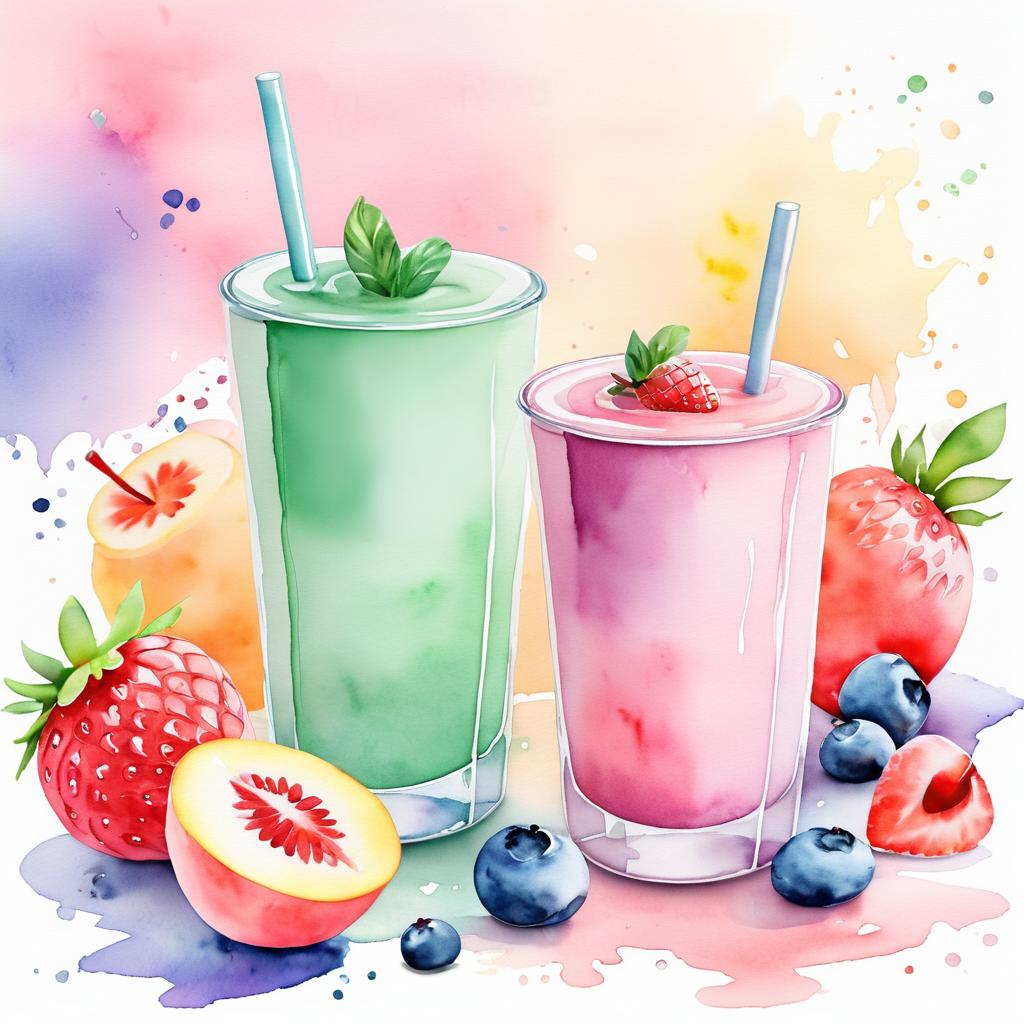 Whimsical Watercolor Smoothie Creations