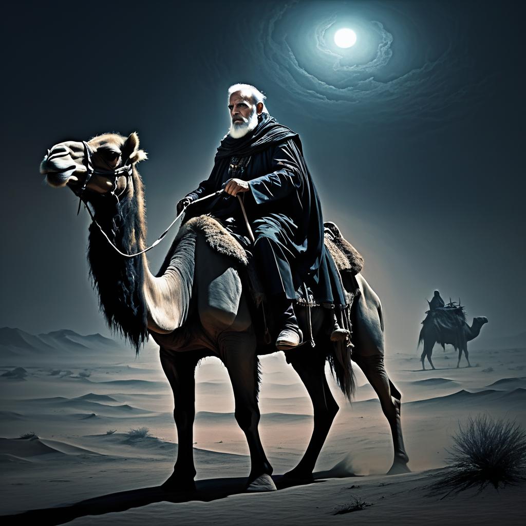 Elderly Man on a Spectral Camel