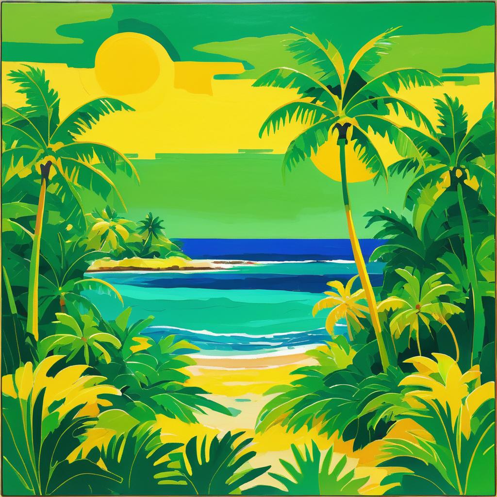 Vibrant Expressionist Tropical Paradise Scene