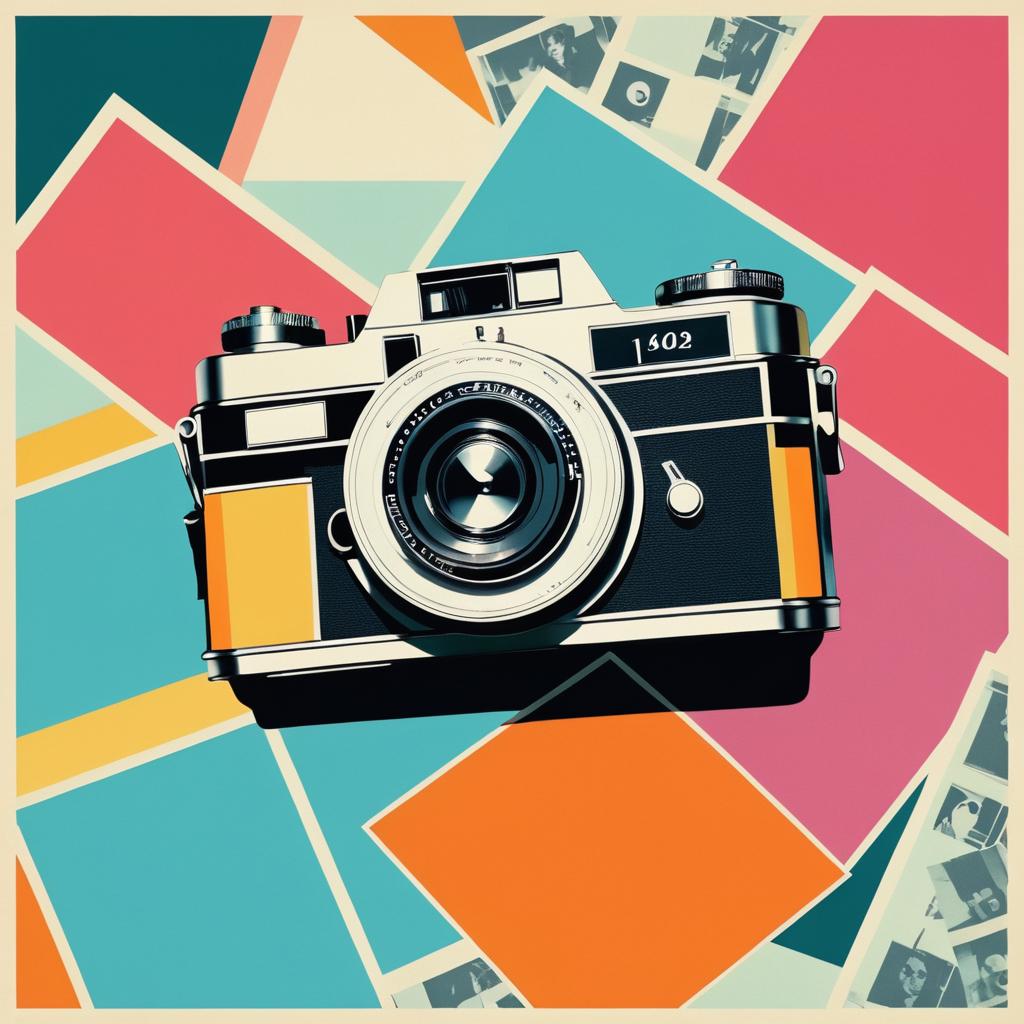 Vintage Camera Collage in Warhol Style