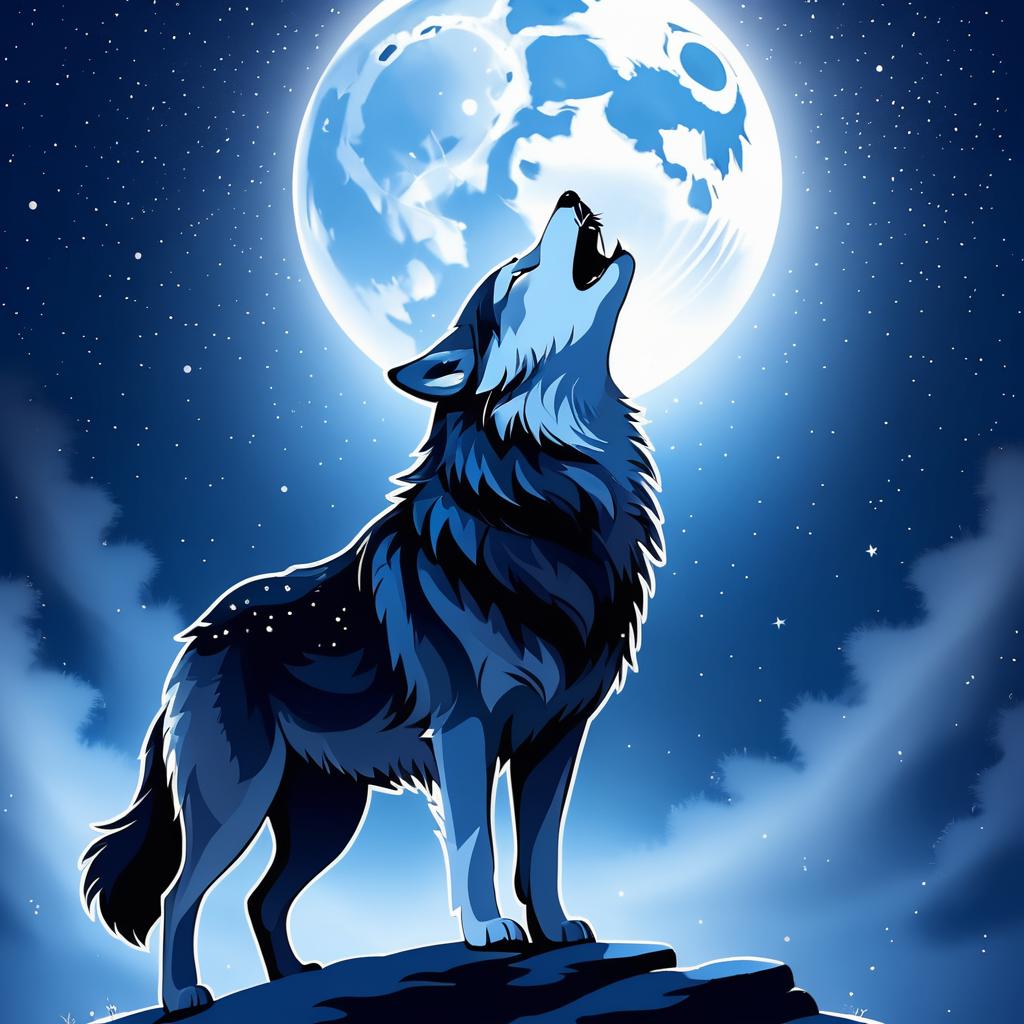 Majestic Wolf Howling Under Moonlight