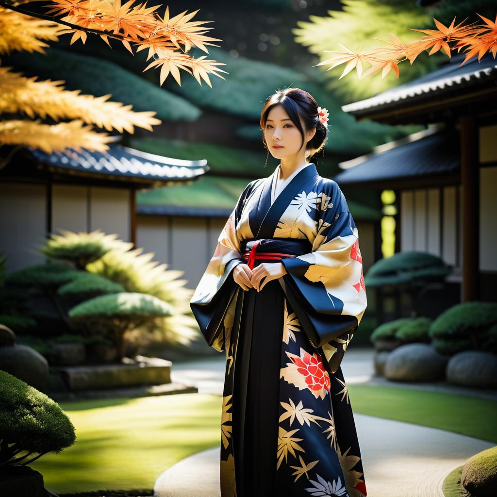 Cinematic Kimono Portrait in a Garden