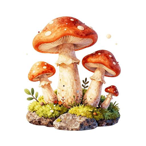 Whimsical Autumn Mushroom Fabric Art