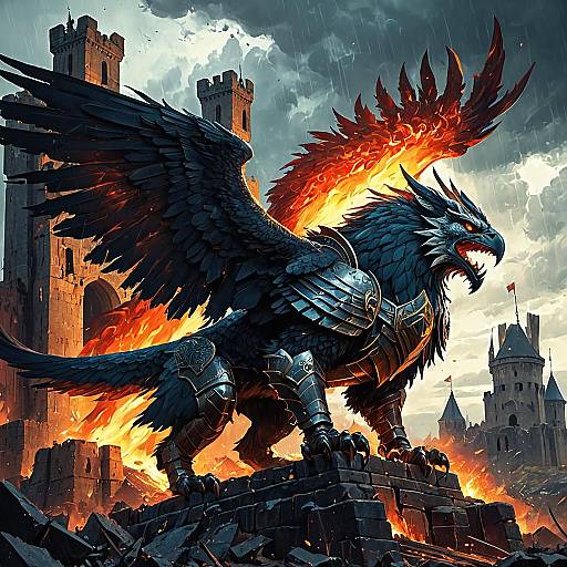 Colossal Gryphon Guardian at Ruined Castle