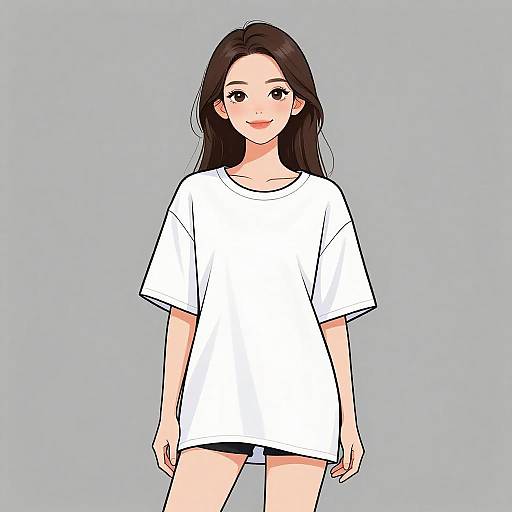 Smiling Woman in Casual White Tee