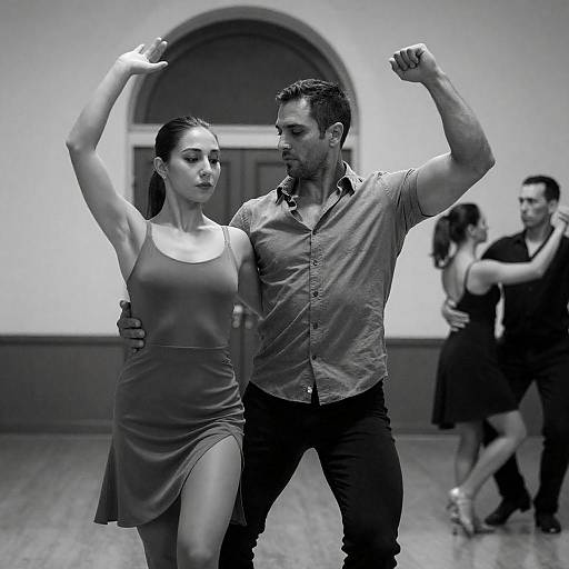 Dynamic Black and White Dance Moment