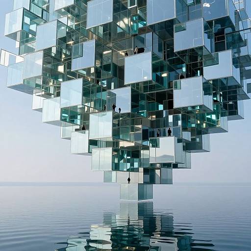 Gravity-Defying Glass Cube Structure