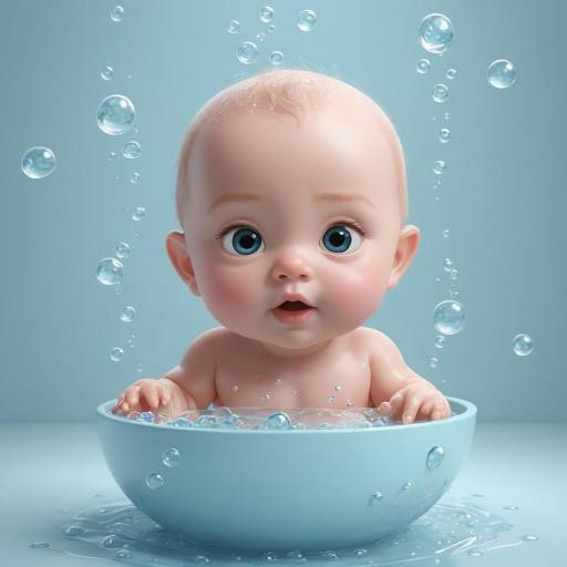 Adorable 3D Render of a Baby in Bowl