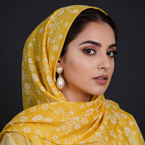 Woman in Mustard Yellow Headscarf