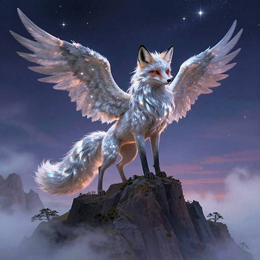Silver Winged Fox on Misty Peak