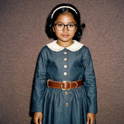 Young Girl in Vintage Dress with Glasses