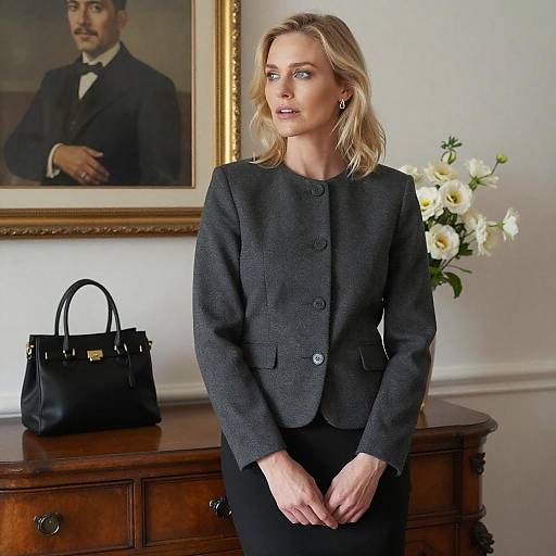 Blonde Woman in Elegant Office Attire