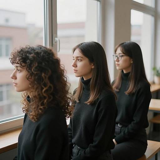 Three Women in Softly Lit Room