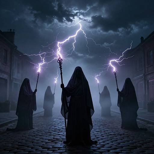 Veiled Figures Casting Lightning Symphony