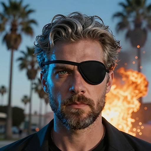 Intense Portrait of Man with Eyepatch