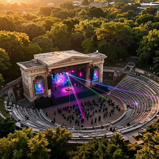Cyberpunk Amphitheater at Golden Hour