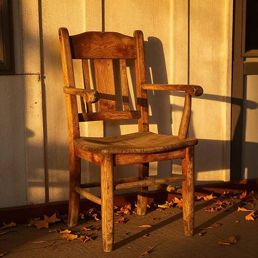 Rustic Wooden Chair in Autumn Glow
