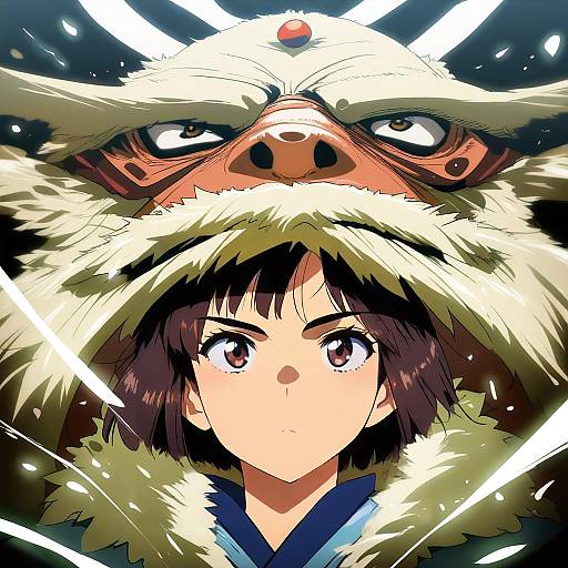 Illustration of Ashitaka, mononoke hime in the style of Hyudora