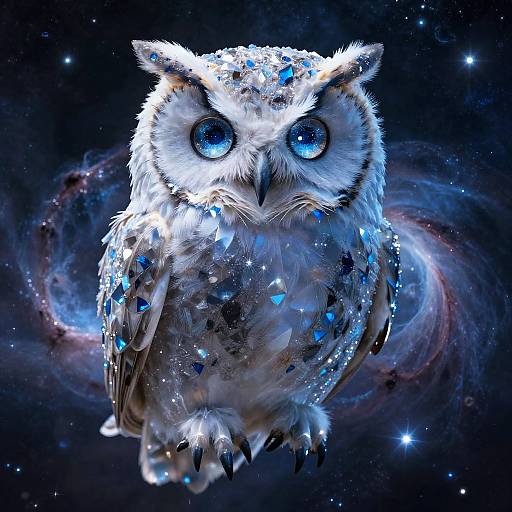 Psychedelic Mystical Owl in Cosmos