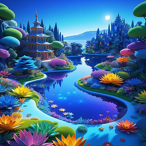 Surreal Miniature World on a Lake Surreal Miniature World on a Lake