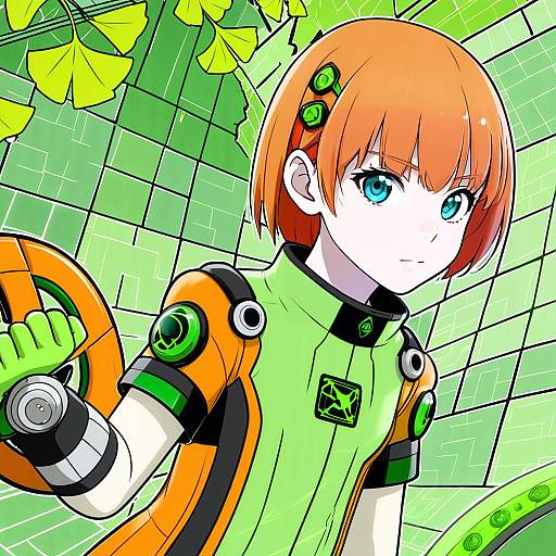 Illustration of Gwen tennyson, ben 10 in the style of Ginko (silver fox)