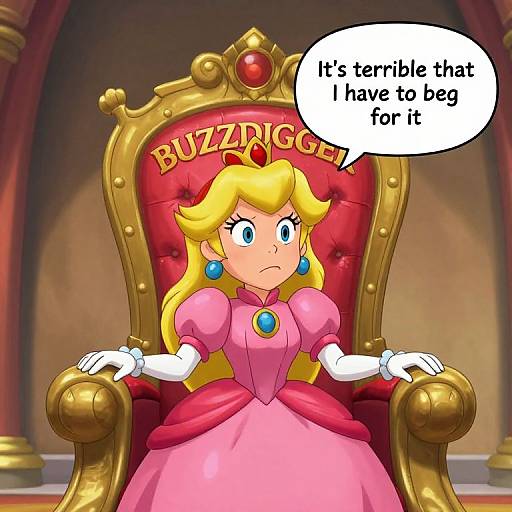 Princess Peach on Throne in Distress