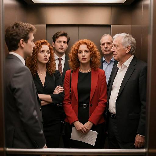 Elevator Group Portrait with Unique Characters