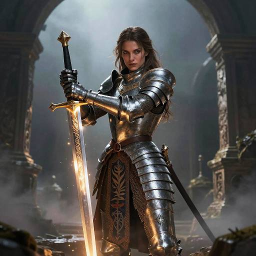 Fierce Female Knight in Armor