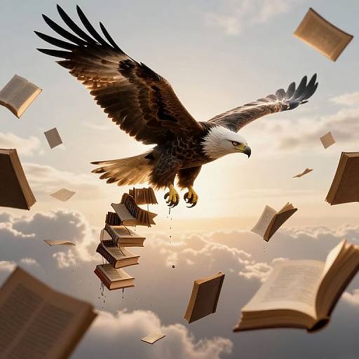 Soaring Eagle with Spiraling Library