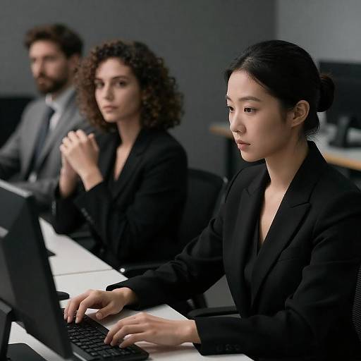 Dimly Lit Office Trio Portrait
