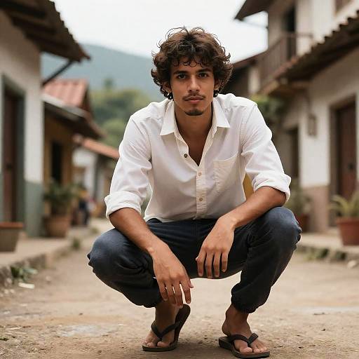 Lean Venezuelan Man in Fantasy Village