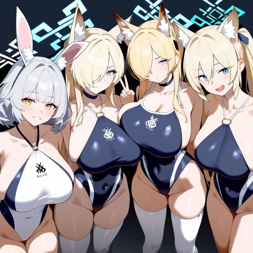 Cute Girls in Animal Ears Swimsuits
