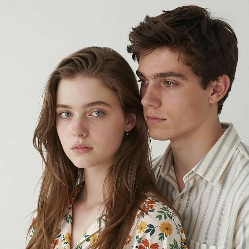 Young Couple Portrait on White Background