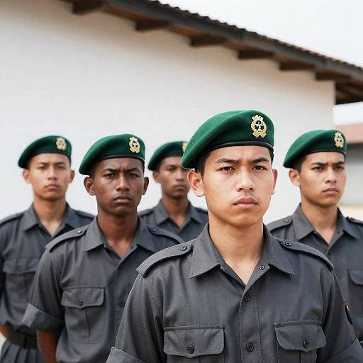 Serious Soldiers in Uniform Outdoors
