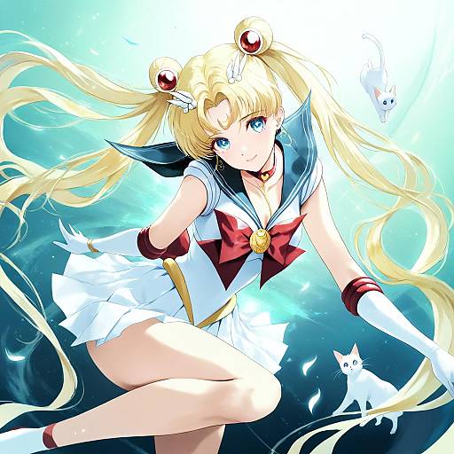 Illustration of Artemis (sailor moon), bishoujo senshi sailor moon in the style of Akamaru