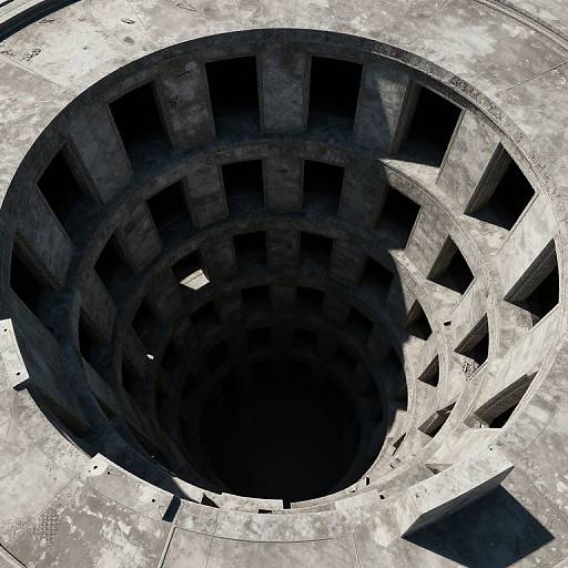 Surreal Cyberpunk Circular Portal Structure