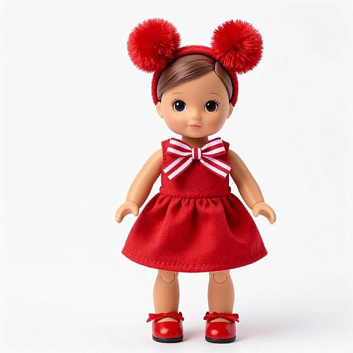 Festive Doll in Red Holiday Dress