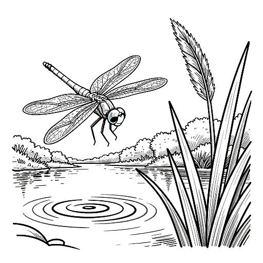 Vintage Dragonflies Botanical Illustration