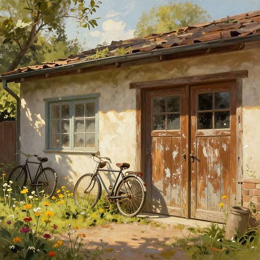 Rustic Countryside Garage with Bicycles