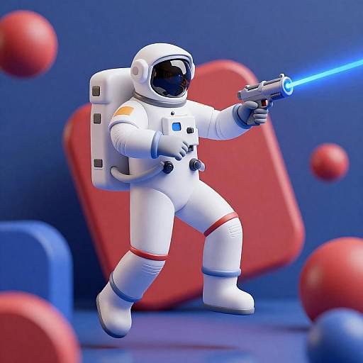 Dynamic Astronaut with Laser in Geometric Space
