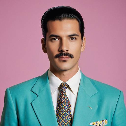 Man with 1980s Slicked Back Hair and Mustache
