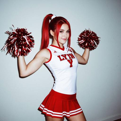 Cheerleader in Red and White Uniform