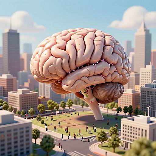 Surreal 3D Brain Cityscape